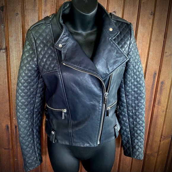 Barbara Bui Quilted Leather Jacket Moto Biker 38 - Picture 3 of 12